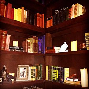 The bookcase at The Cauldron is filled with interesting reads