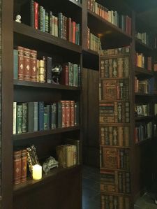 The secret door hidden within the bookcase
