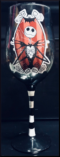 I love drinking a glass of red out of my Jack Skellington wine glass
