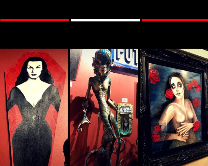 From left to right: "Micro Waist with a Pale White Feline Face" by B2rian LS; "The Fish Man" by Mescalito; "Breathe" by Maricela Avina