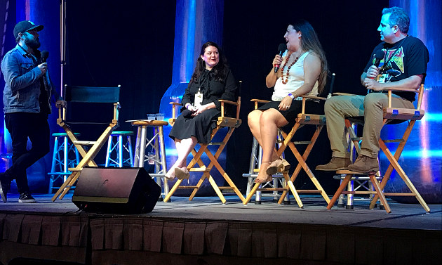 Evil Genius: True Crime panel from left to right: Bethany Jones, Adriana Padilla  and Trey Borzillieri