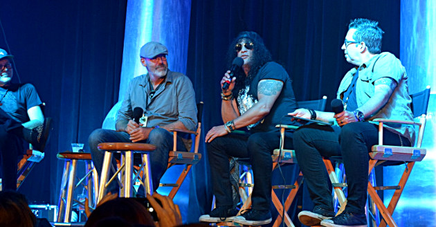 Slash, lead guitarist of Guns N' Roses, made a surprise appearance during the Halloween Horror Nights panel at Scare LA