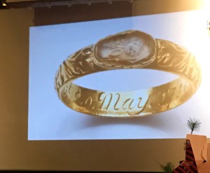 A gold ring with engraving