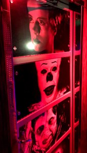 Photos on the bathroom door