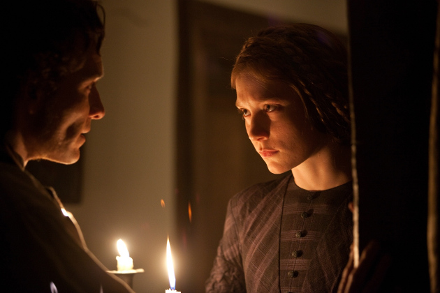 Michael Fassbender as Edward Rochester and Mia Wasikowska as Jane Eyre in the 2011 film adaptation of the Charlotte Brontë novel