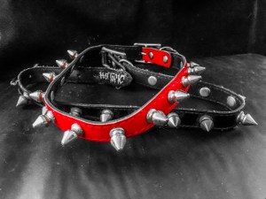 A pair of spike collars I bought from Hot Topic as a teen