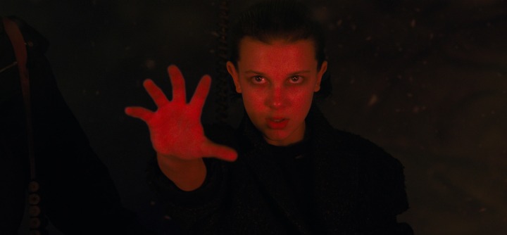 Photo still of Millie Bobby Brown as Eleven in Stranger Things (© Netflix)