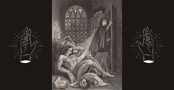 Illustration by Theodor von Holst from the frontispiece of the 1831 edition of Mary Shelley's Frankenstein