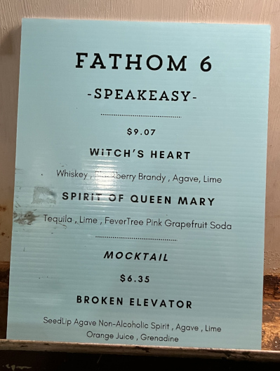 Secret speakeasy menu