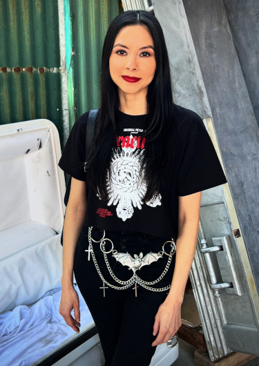 Vamp Jenn wearing the Release the Bats Chain Belt by Mode Brutale