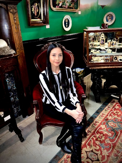 Vamp Jenn inside the Miss Havisham's Curiosities & Veneration of Light shop