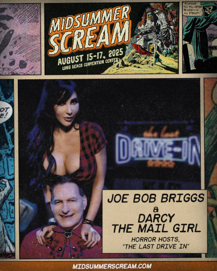 Horror hosts Joe Bob Briggs and Darcy the Mail Girl