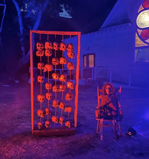 Halloween skulls and skeleton figure decorations