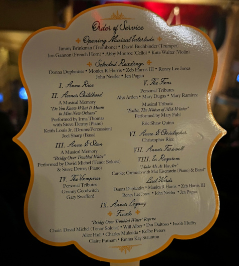 Anne Rice: An All Saints' Day Celebration program