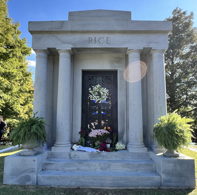 Anne Rice's mausoleum at Metairie Cemetery