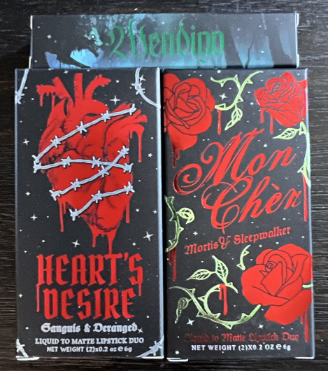 Black Moon Cosmetics lip products: Wendigo, Heart's Desire, Mon Cher