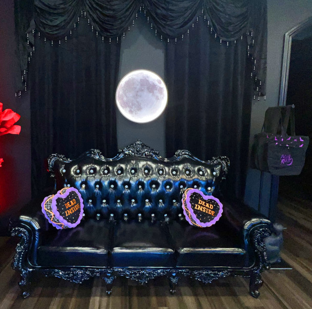 Seating area at Black Moon Cosmetics shop