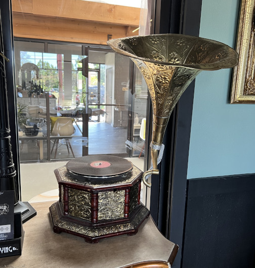 Vintage gramophone at Burnt Umber Coffee and Tea Room