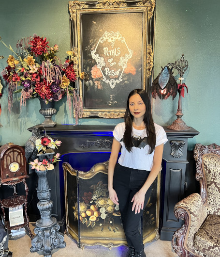 Vamp Jenn inside Burnt Umber Coffee & Tea Room