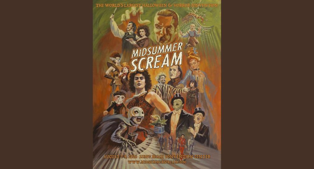 Midsummer Scream 2026 event poster by pop-culture artist Stephen Andrade