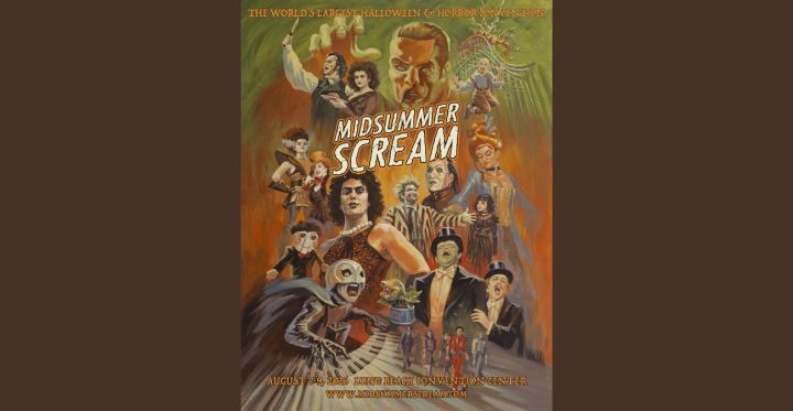 Midsummer Scream 2026 event poster by pop-culture artist Stephen Andrade