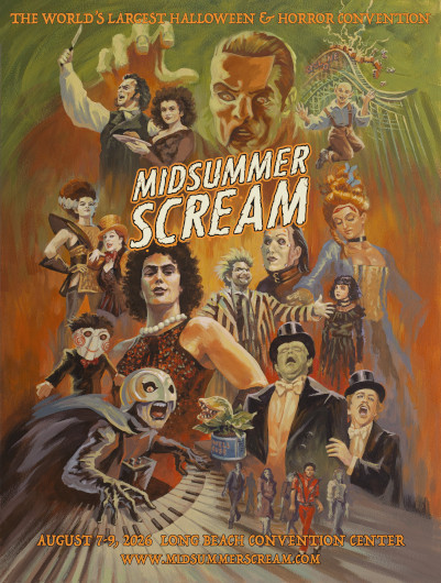 Midsummer Scream 2026 poster art by pop-culture artist Stephen Andrade