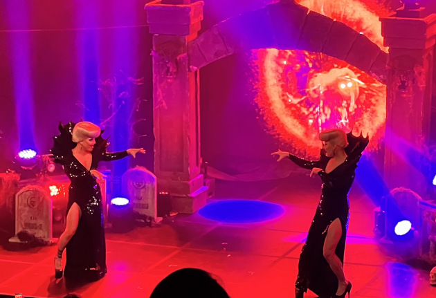 Dracmorda and Swanthula Boulet during the Dragula: Titans Tour of Terror