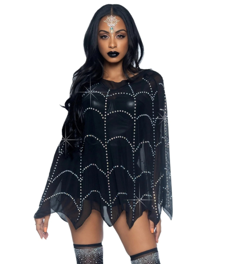 Leg Avenue Black Mesh Rhinestone Spider Web Poncho (Photo credit: Unique Vintage)